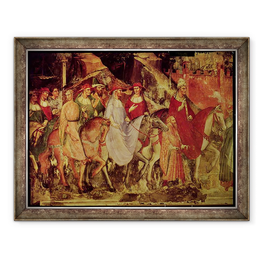 Tablou inramat - Aretino Luca Spinello - Istoria Papei Alexandru al III-lea 1105-81, Intrarea Papei si a imparatului Frederic Barbarossa c.1123-90 in Roma, 70 x 90 cm