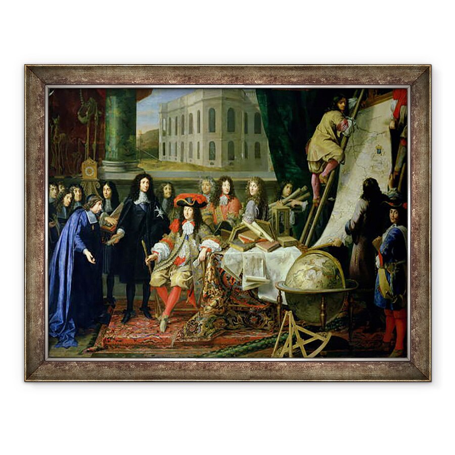 Tablou inramat - Henri Testelin - Jean-Baptiste Colbert 1619-83 Prezentarea membrilor Academiei Regale de stiinta lui Ludovic al XIV-lea 1638-1715 c.1667 ulei pe panza detaliu, 60 x 80 cm