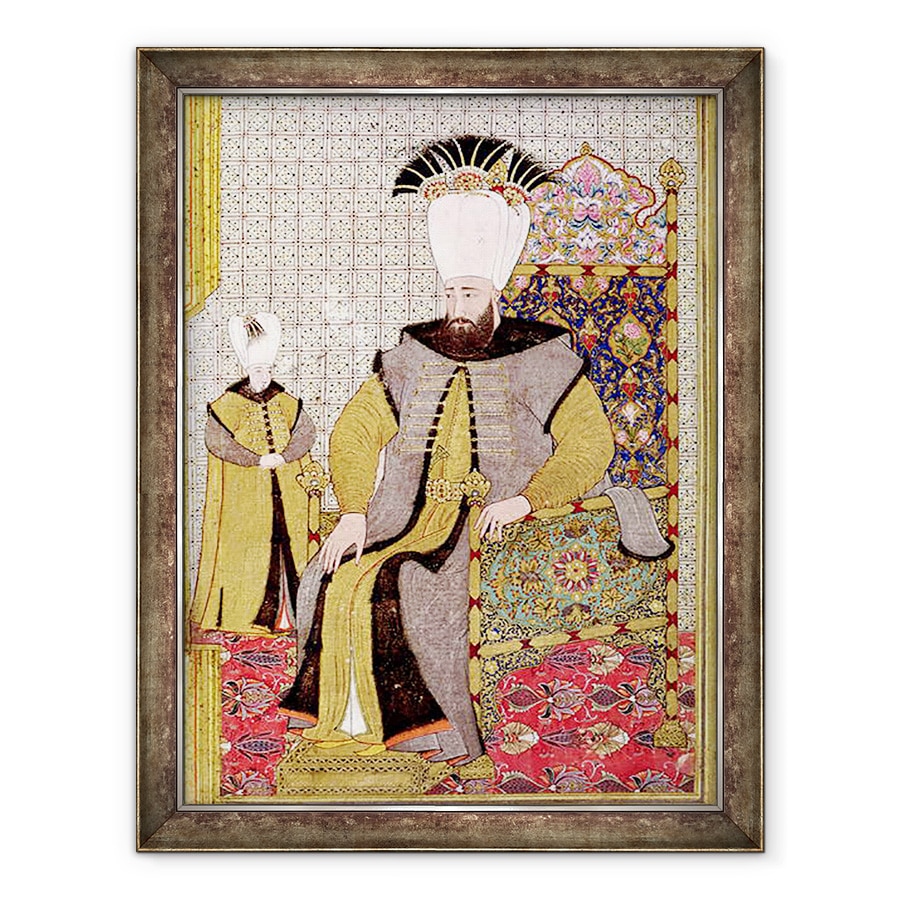 Tablou inramat - Levni - Sultan Ahmet III 1673-1736 si mostenitorul tronului, 60 x 80 cm
