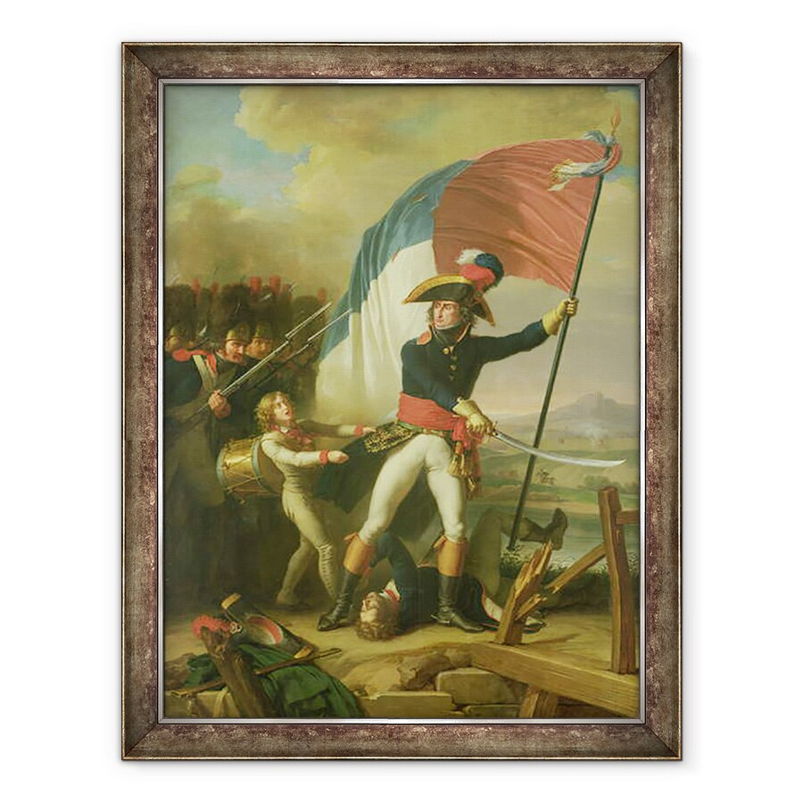Tablou inramat - Charles Thevenin - Generalul Augereau 1757-1816 pe Punte in batalia de la Arcola din 15 noiembrie 1796, 70 x 90 cm