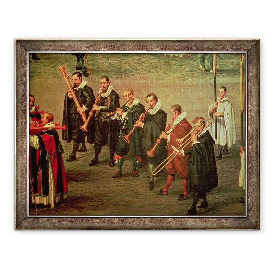 Tablou inramat - Denys van Alsloot - Muzicieni care participa la The Ommeganck de la Bruxelles pe 31 mai 1615, Procesiune de Notre Dame de Sablon ulei pe panza, 70 x 90 cm