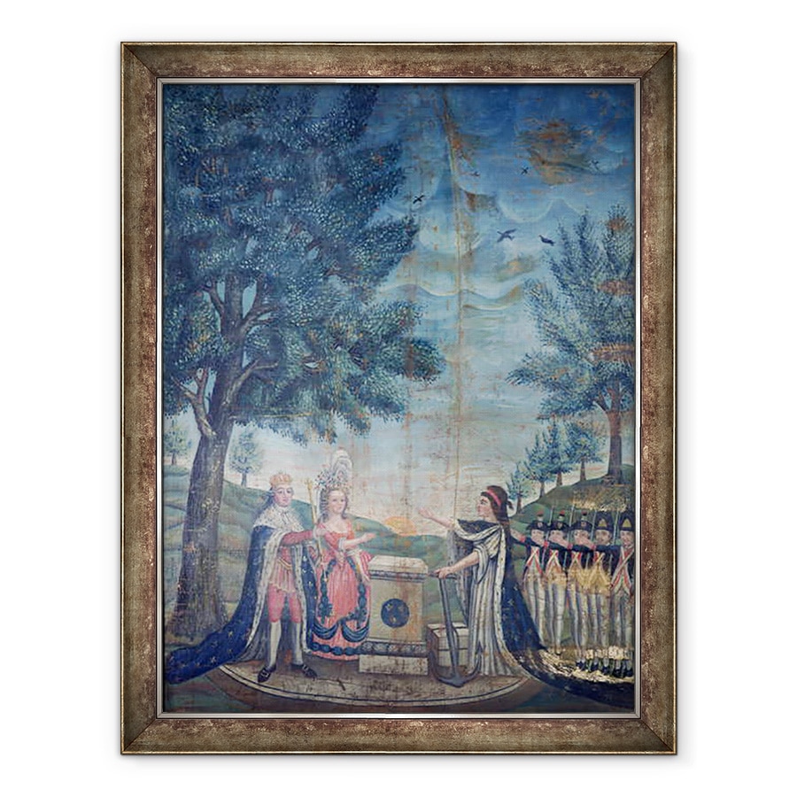 Tablou inramat - Dubois - Juramantul Regelui, Reginei, Natiunii si Garzii Nationale la Festivalul Federatiei, 70 x 90 cm