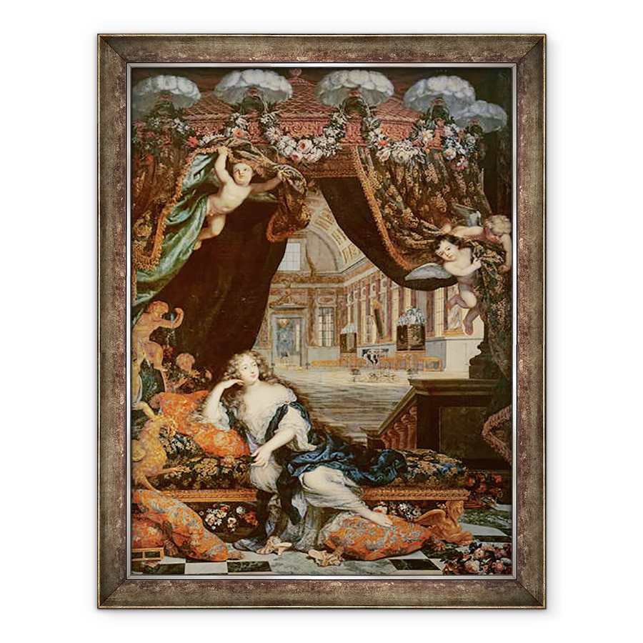 Tablou inramat - Henri Gascard - Portret De Madame de Montespan 1640-1707 inclinat in fata galeriei Chateau de Clagny, 70 x 90 cm