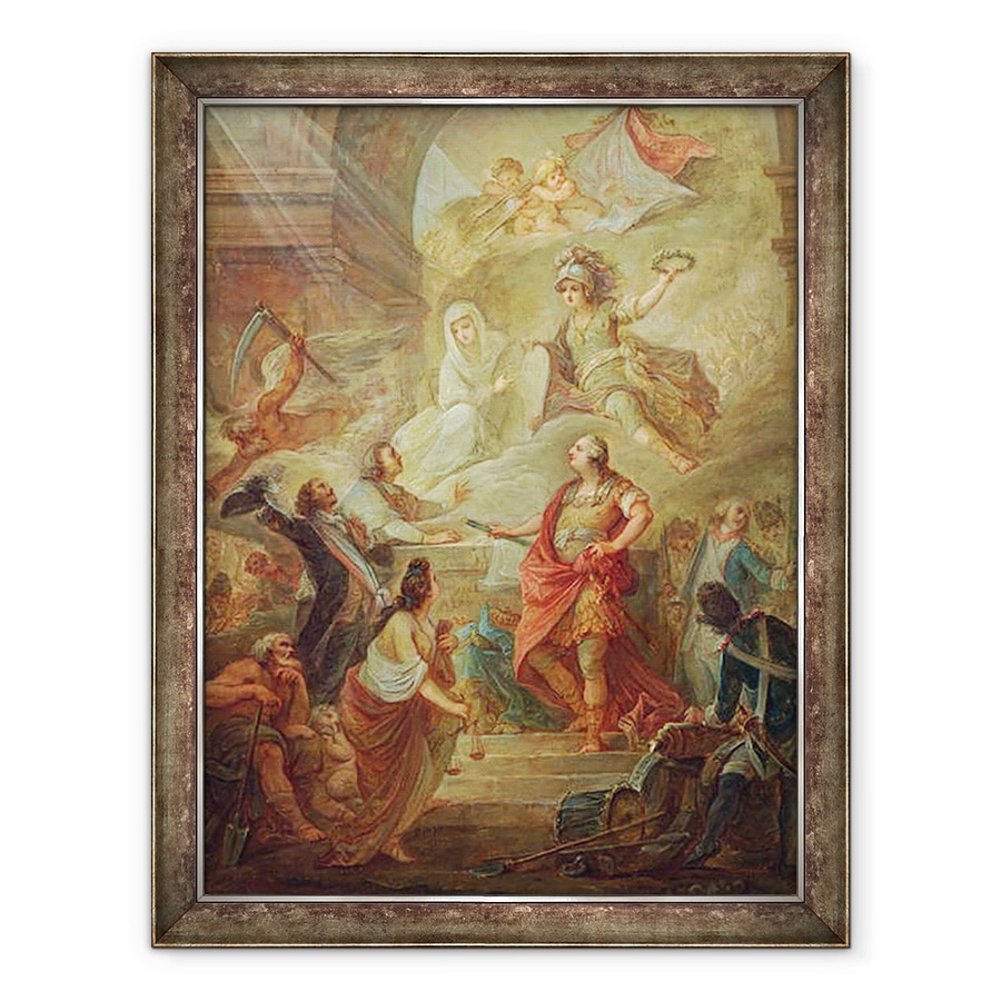 Tablou inramat - Nicolas Guy Brenet - Ludovic al XVI-lea 1754-93 jurand loialitate fata de constitutia pe altarul patriei, 70 x 90 cm