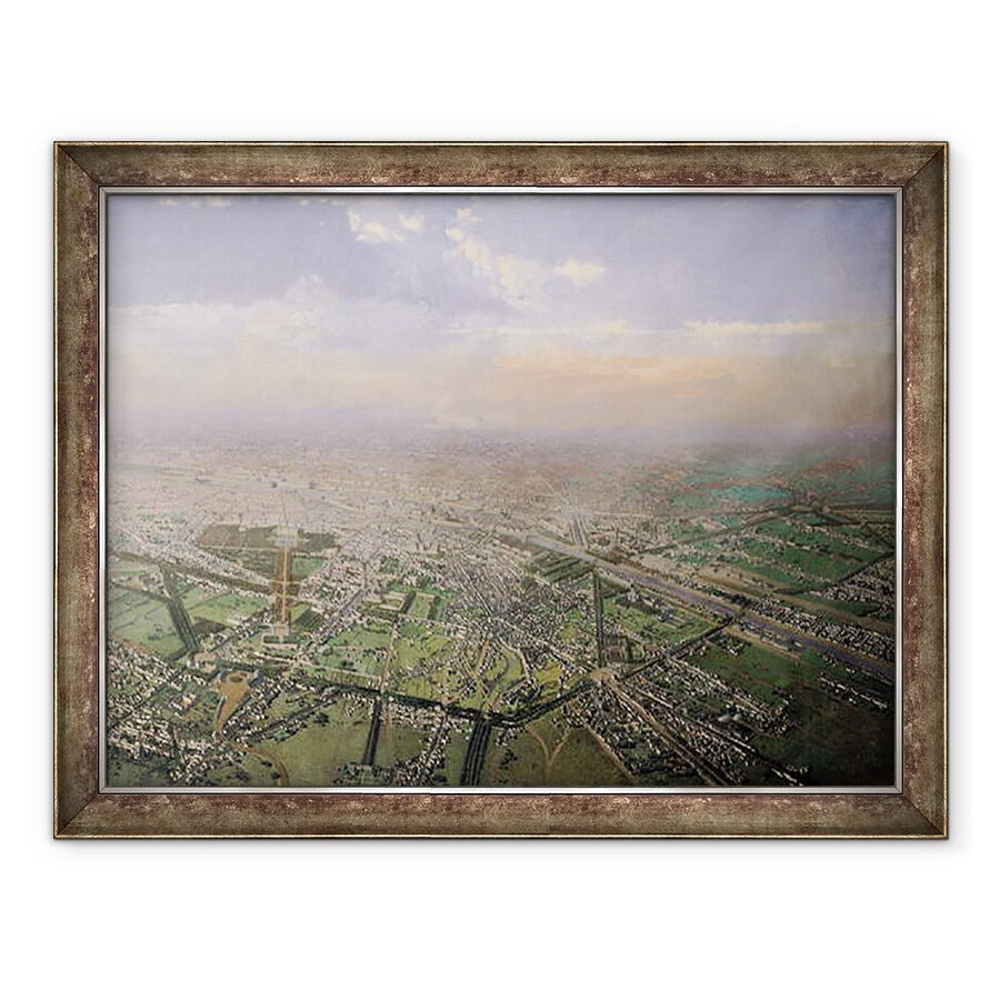 Tablou inramat - Victor Navlet - Vedere generala a Parisului dintr-un balon cu aer cald, 70 x 90 cm