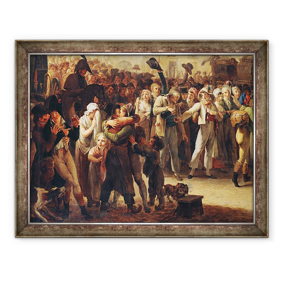 Tablou inramat - Louis Leopold Boilly - Recrutii din 1807 marsaluind pe langa Poarta Saint-Denis I, 70 x 90 cm