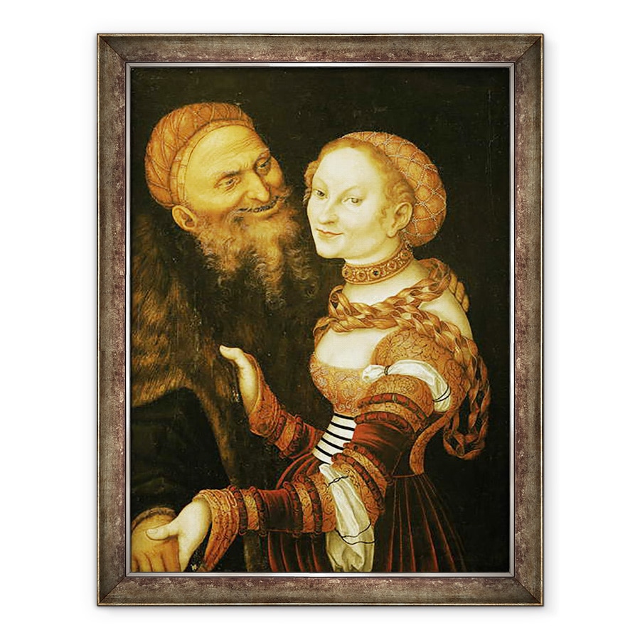 Tablou inramat - Lucas Cranach the Elder - Curtezana si batranul, 60 x 80 cm