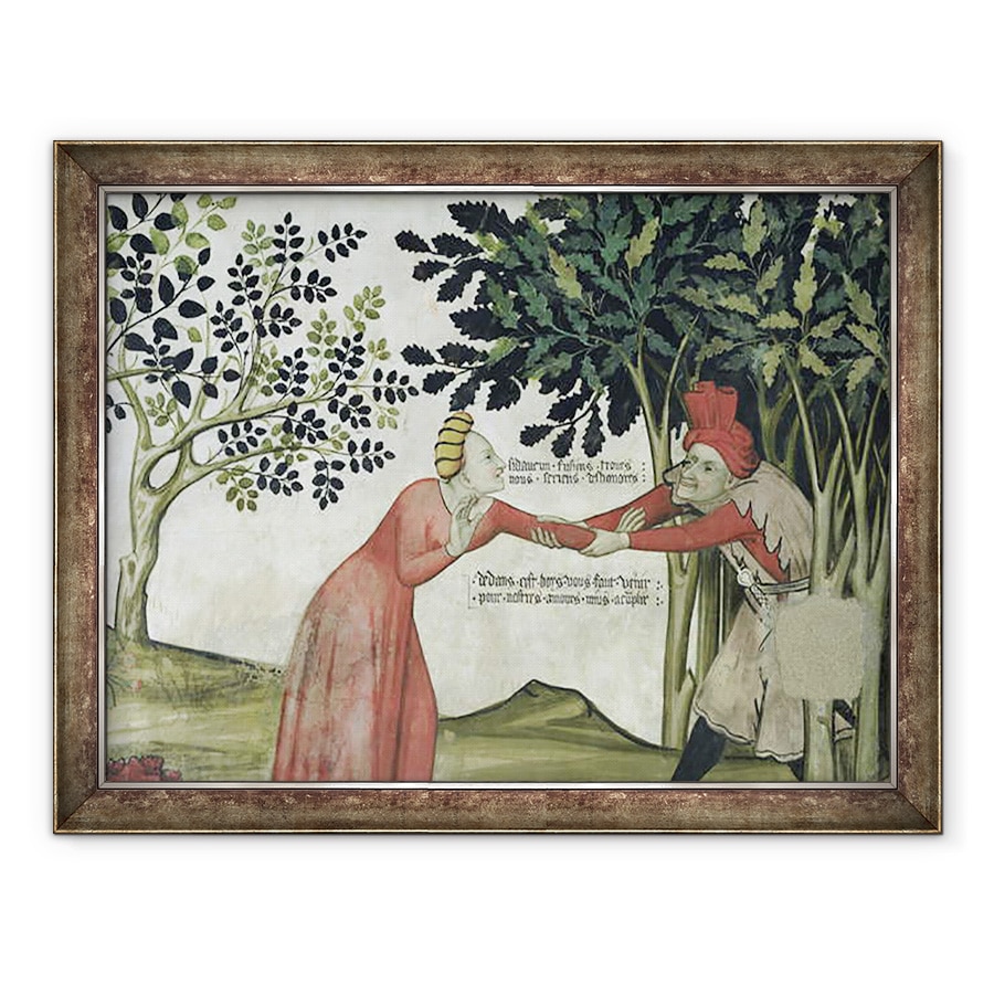 Tablou inramat - Giacomo Jaquerio - Fantana Vietii, detaliu al unui barbat tragand o femeie intr-o copse, 60 x 80 cm