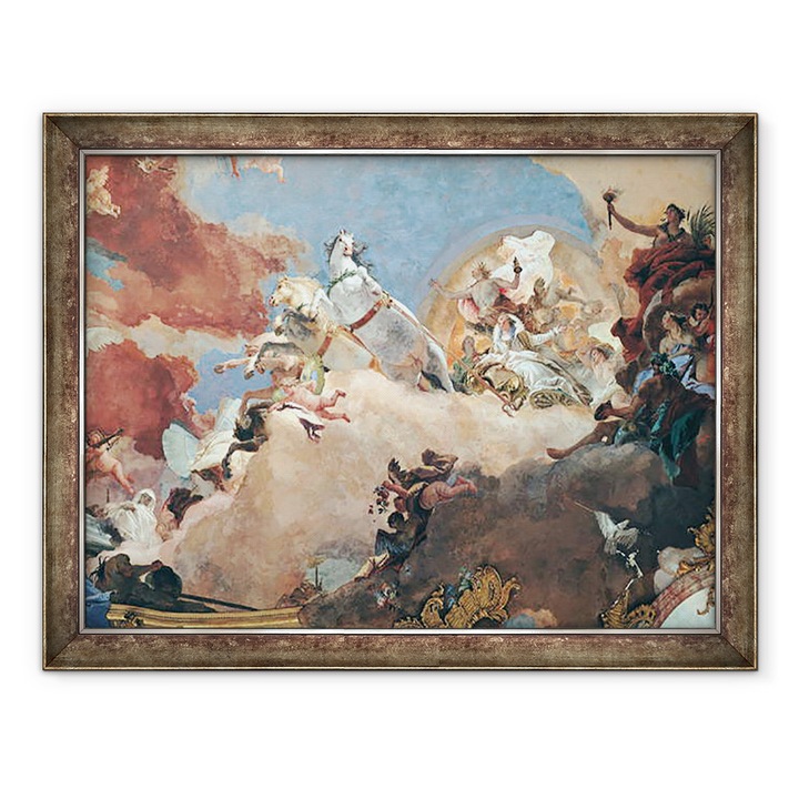 Tablou inramat - Giovanni Battista Tiepolo - Apollo in carul sau de soare conducand Beatrice I 1145-84 la Frederick I Barbarossa 1122-90 detaliu din tavanul camerei imperiale, 70 x 90 cm