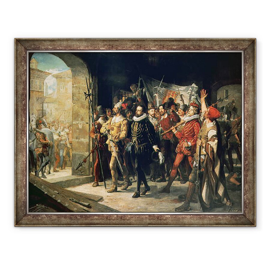 Tablou inramat - Augusto Ferran - Antonio Perez 1540-1611 eliberat din inchisoare de rebeli in 1591, 60 x 80 cm