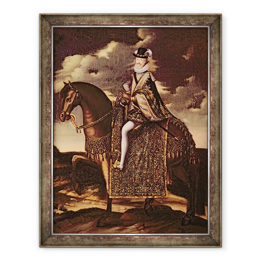 Tablou inramat - Scoala franceza - Portret ecvestru Henri IV 1553-1610, 70 x 90 cm