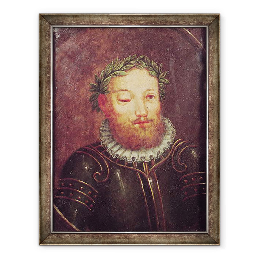Tablou inramat - Scoala Portugheza - Portretul lui Luis Vaz de Camoes c.1524-80 sec. XVI-XVII, 70 x 90 cm