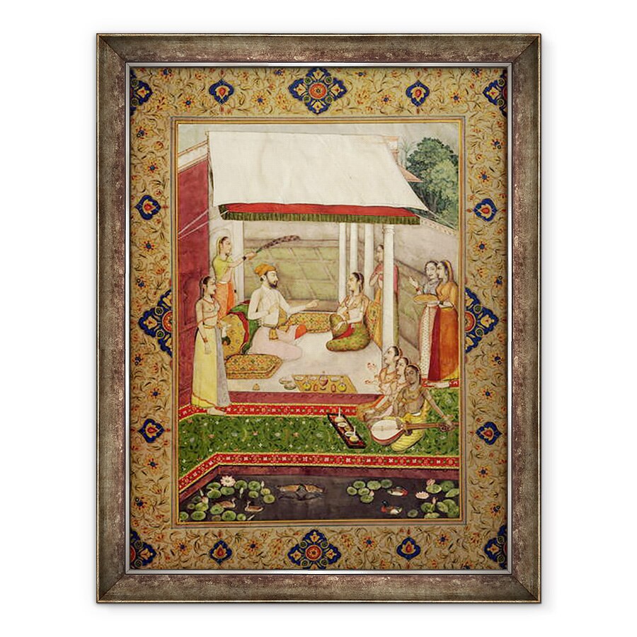 Tablou inramat - Scoala indiana - Un print si printesa ascultand muzica, 60 x 80 cm