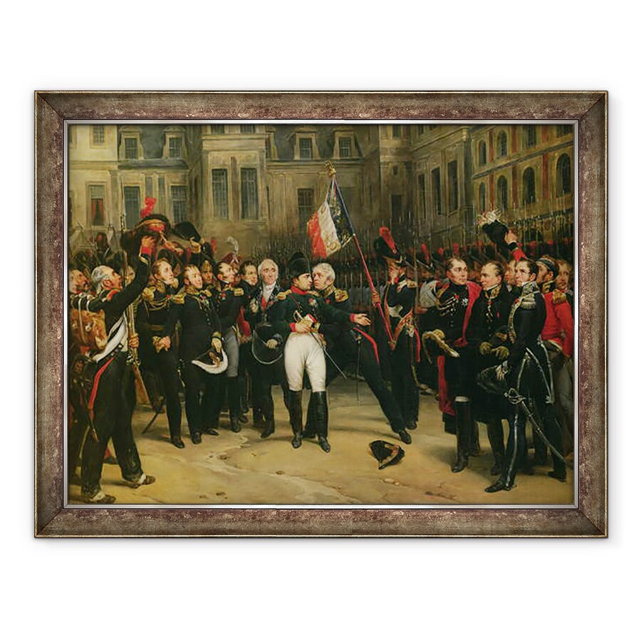 Tablou inramat - Antoine Alphonse Montfort - Napoleon I 1769-1821 Luand ramas bun de la Garda Imperiala in curtea Cheval-Blanc de la Chateau de Fontainebleau, 20 aprilie 1814, 70 x 90 cm