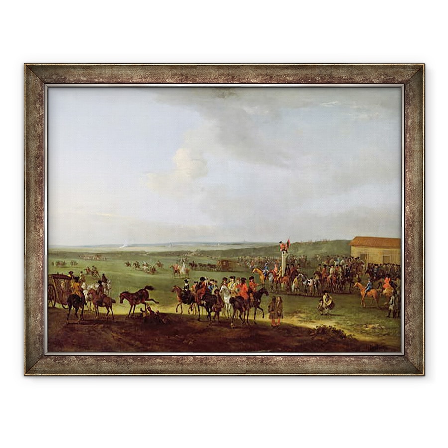 Tablou inramat - Peter Tillemans - Cursul rotund de la Newmarket, pregatirea pentru Farfuria Regelui, 70 x 90 cm