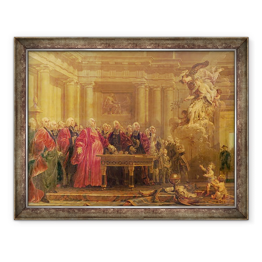 Tablou inramat - Noel Halle - Magistratii din Paris primesc vesti despre pace, 70 x 90 cm