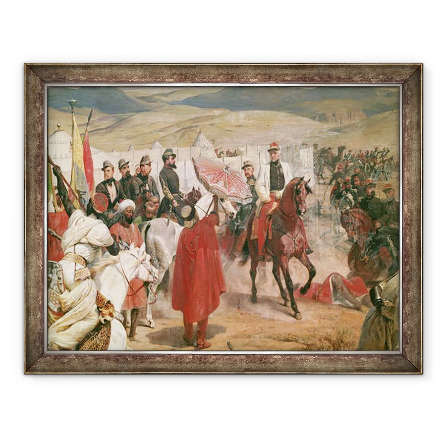 Tablou inramat - Emile Jean Horace Vernet - Maresalul Thomas Bugeaud 1784-1849 si colonelul Joseph Vantini Yousouf 1808-66 in timpul cuceririi Algeriei, 70 x 90 cm