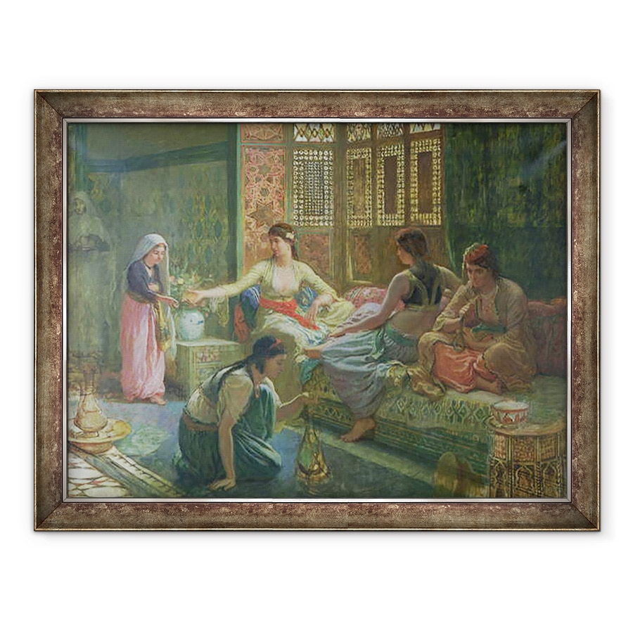 Tablou inramat - Leon-Auguste-Adolphe Belly - Interiorul unui harem, 70 x 90 cm