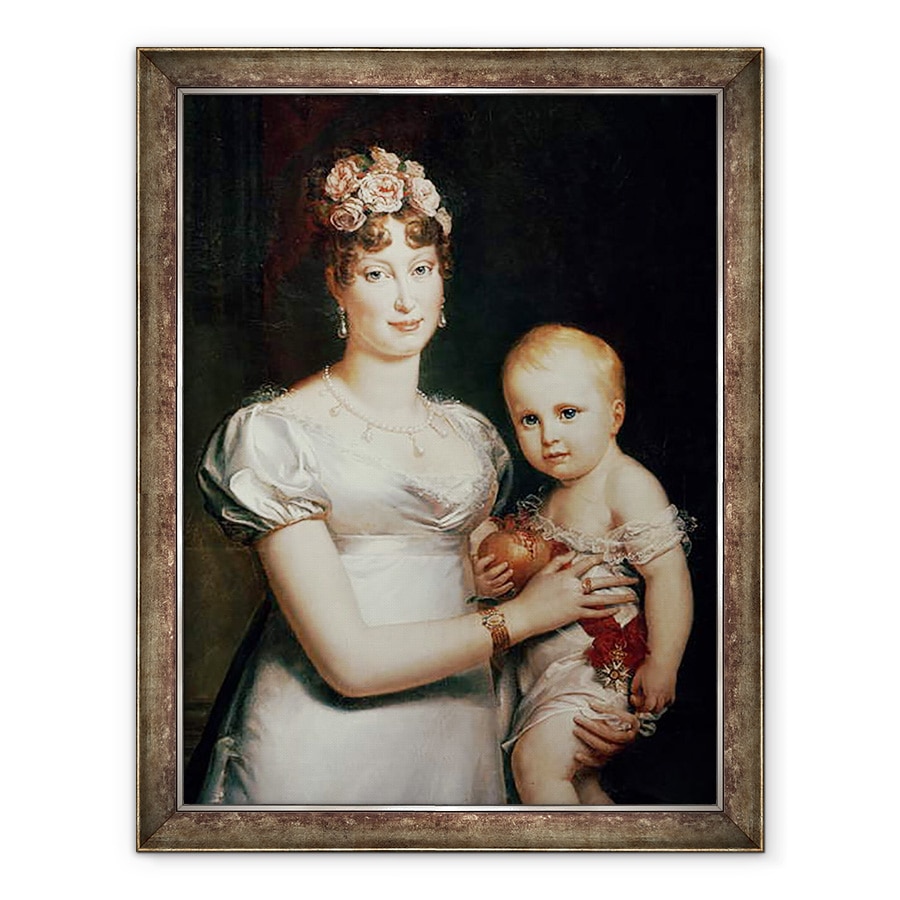 Tablou inramat - Baron Gerard, Francois Pascal Simon - Marie-Louise 1791-1847 de Habsbourg-Lorena si regele Romei 1811-32 ulei pe panza, 70 x 90 cm