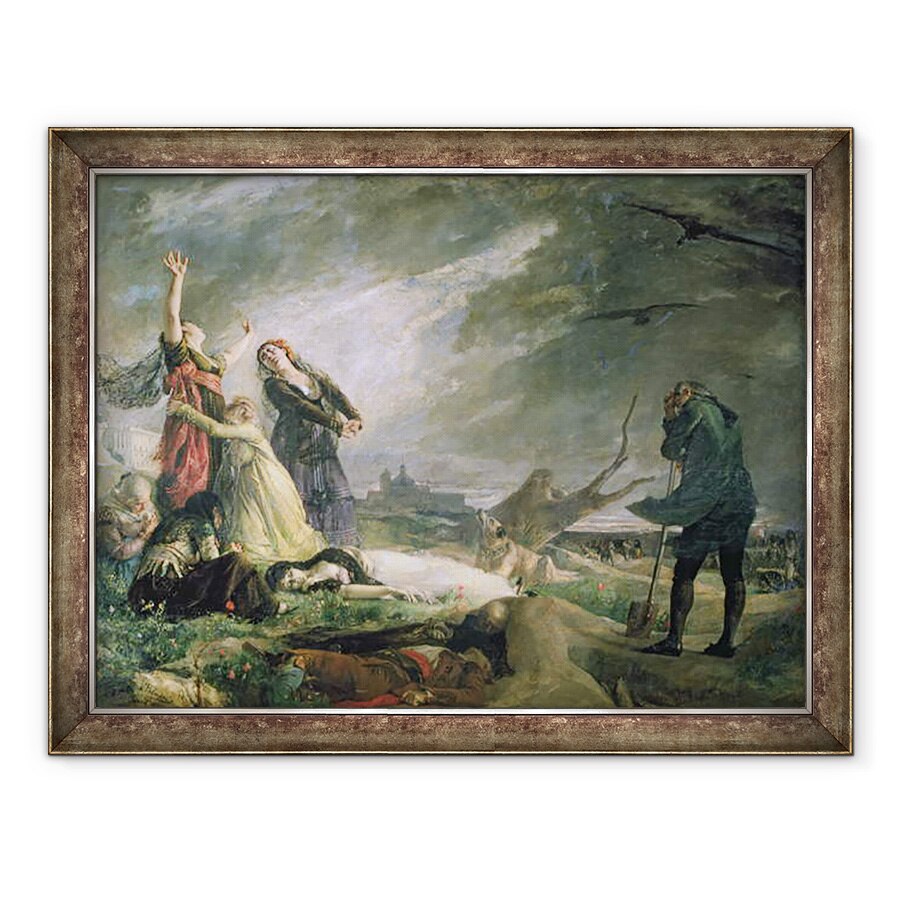 Tablou inramat - Vincente Gonzalez Palmaroli - inmormantare la La Moncloa in mai 1808, 70 x 90 cm