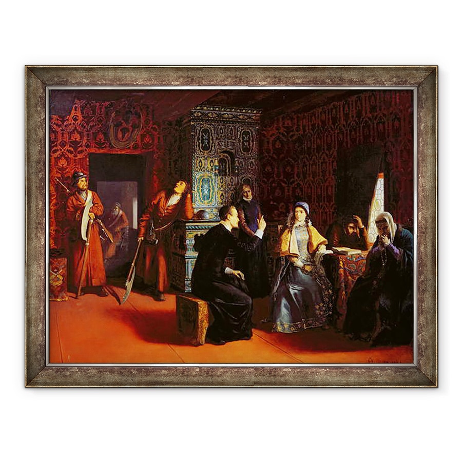 Tablou inramat - Mikhail Konstantinovich Klodt - Marina Mniszech arestata cu un preot, 60 x 80 cm