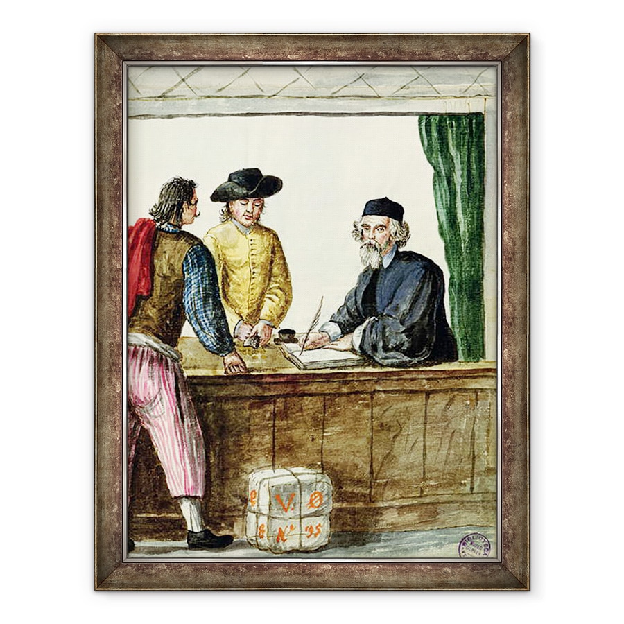 Tablou inramat - Jan van Grevenbroeck - Un negustor evreu cu doi clienti, 70 x 90 cm