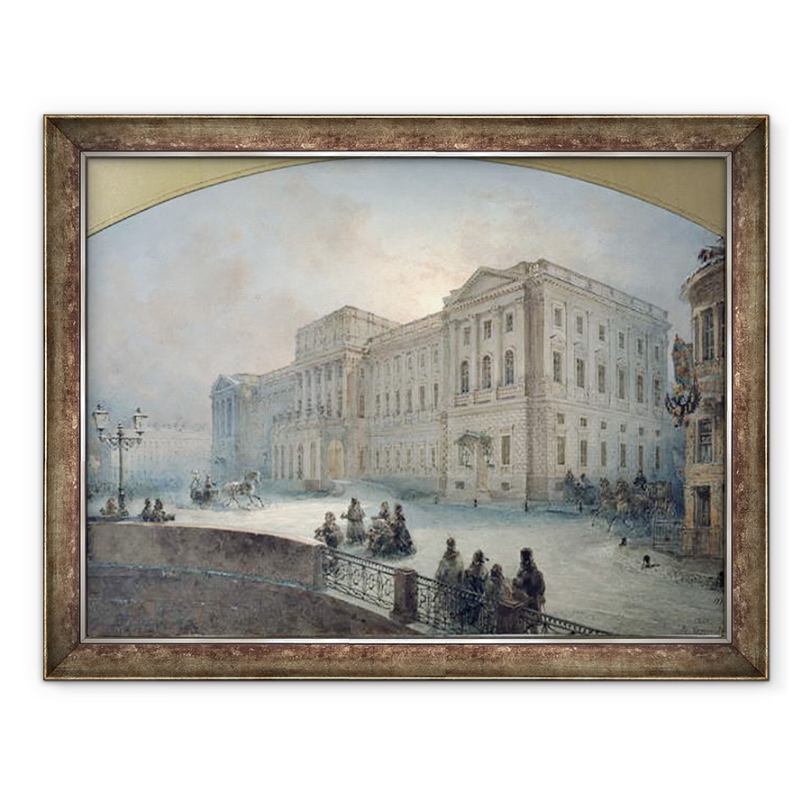 Tablou inramat - Vasili Semenovich Sadovnikov - Vedere la Palatul Mariinsky in timpul iernii, 60 x 80 cm
