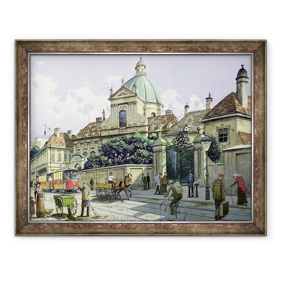 Tablou inramat - Richard Pokorny - Sub Palatul Belvedere din Viena, 60 x 80 cm