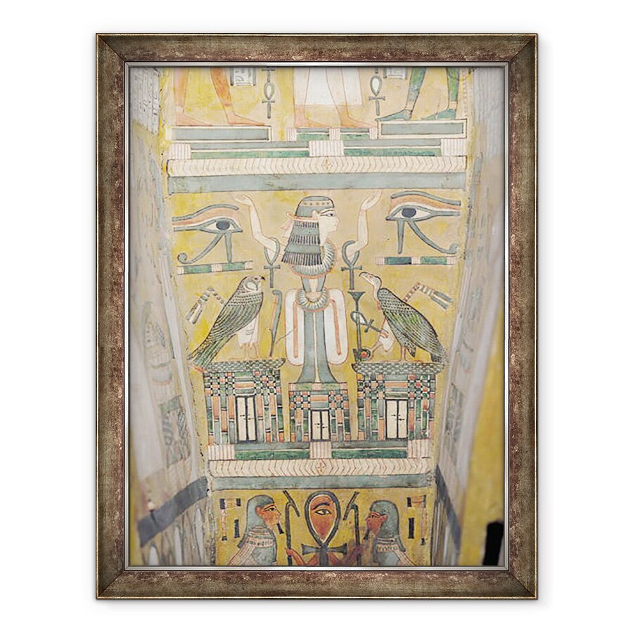 Tablou inramat - Third Intermediate Period Egyptian - Interiorul sicriului lui Imenemipet care prezinta ochiul wedjat si o femeie cu brate ridicate, 60 x 80 cm