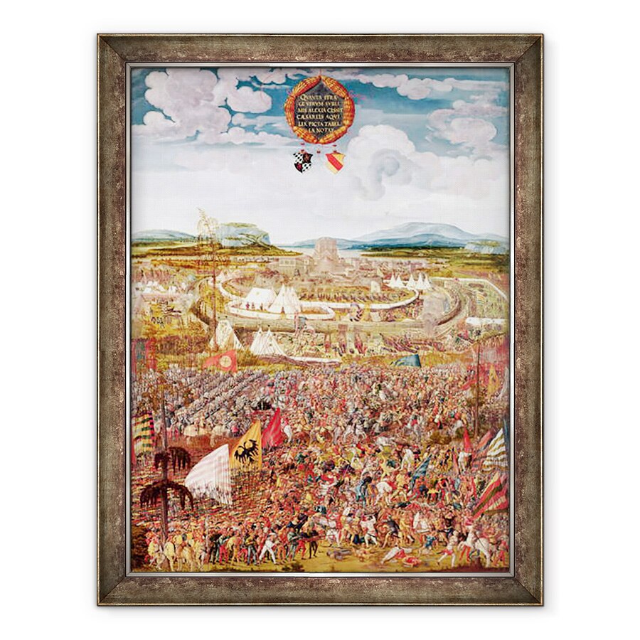 Tablou inramat - Melchior Feselen - Alesia asediata de Iulius Cezar 101-44 i.Hr., 70 x 90 cm