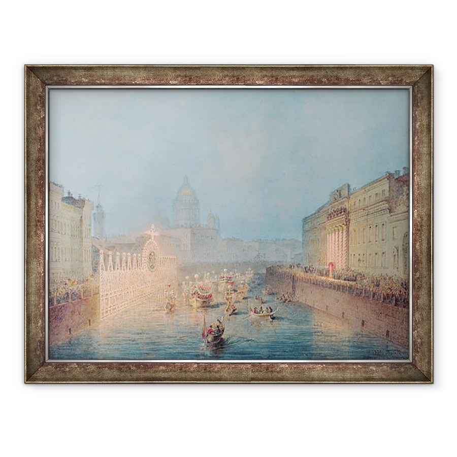 Tablou inramat - Vasili Semenovich Sadovnikov - Iluminarea la Moyka din Sankt Petersburg, 60 x 80 cm