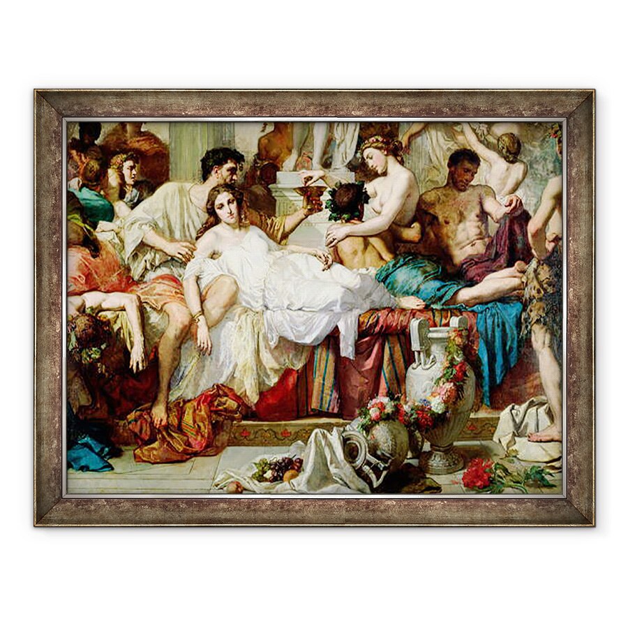 Tablou inramat - Thomas Couture - Romanii Decadentei, detaliu al grupului central, 60 x 80 cm