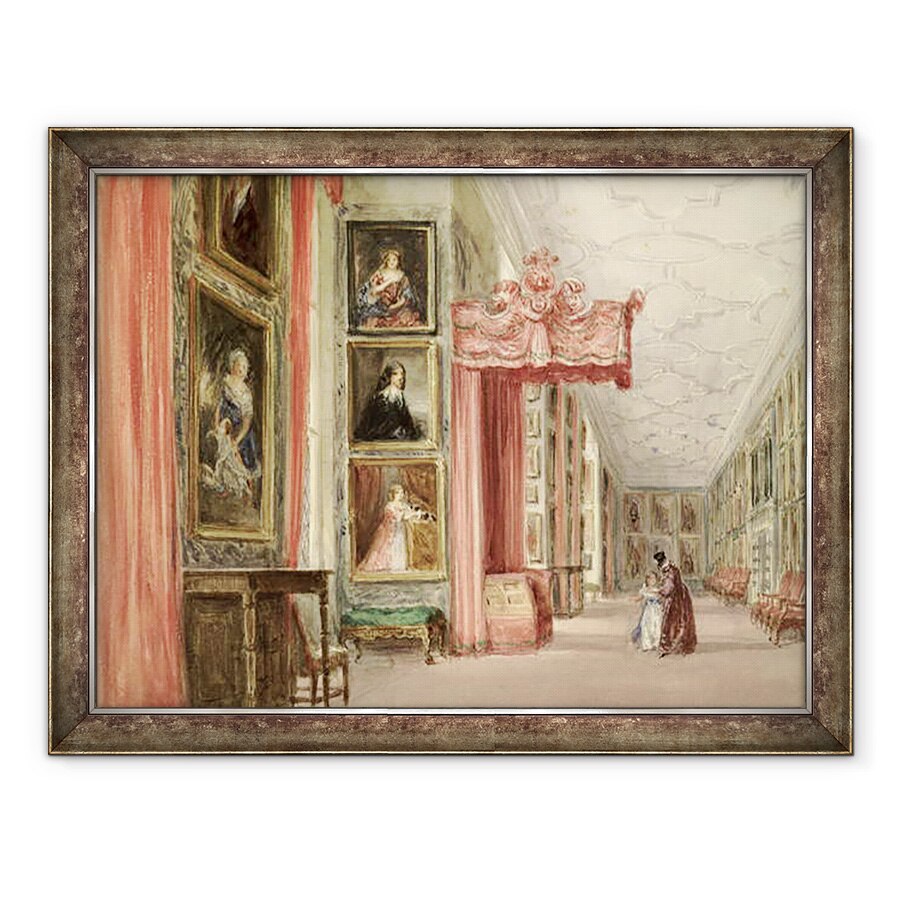 Tablou inramat - David Cox - Interiorul Galeriei Long, Hardwick Hall, Derbyshire, 60 x 80 cm