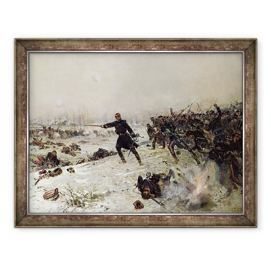 Tablou inramat - Alphonse Marie de Neuville - Episodul razboiului din 1870, Batalia de la Chenebier, 16 ianuarie 1871, 60 x 80 cm