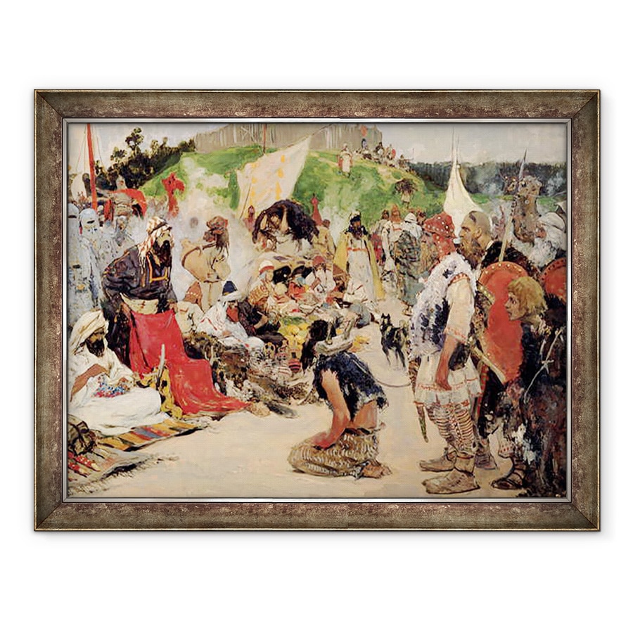 Tablou inramat - Sergej Vasilevic Ivanov - Negodii pentru sclavii orientali, 60 x 80 cm