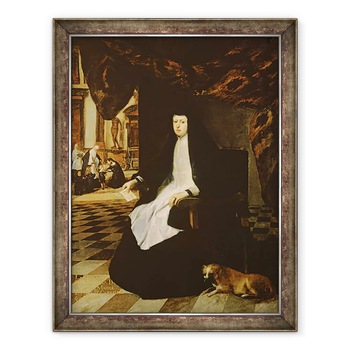 Tablou inramat - Juan Bautista Martinez del Mazo - Portretul Reginei Mariana a Spaniei b.1631 in doliu, 70 x 90 cm Tablou inramat - Juan Bautista Martinez del Mazo - Portretul Reginei Mariana a Spaniei b.1631 in doliu, 70 x 90 cm