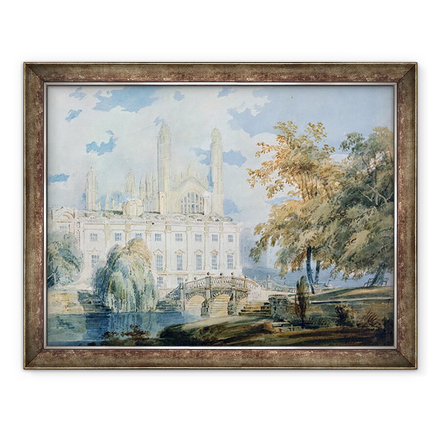 Tablou inramat - Joseph Mallord William Turner - Clare Hall si West End al Capelei Colegiului Kings, Cambridge, de pe malurile raului Cam, 60 x 80 cm