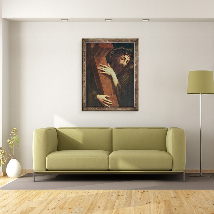 Tablou inramat - Scoala spaniola - Hristos Purtand Crucea, 60 x 80 cm