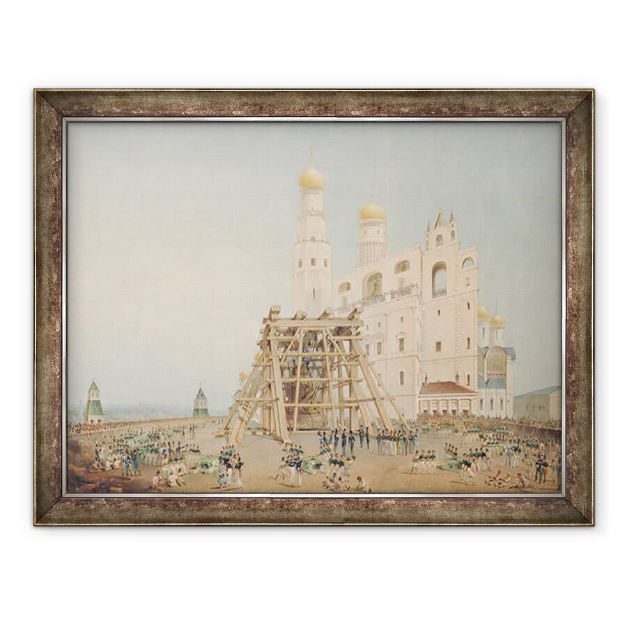 Tablou inramat - Vasili Semenovich Sadovnikov - Ridicarea clopotului telului la Kremlinul din Moscova in 1836, 60 x 80 cm