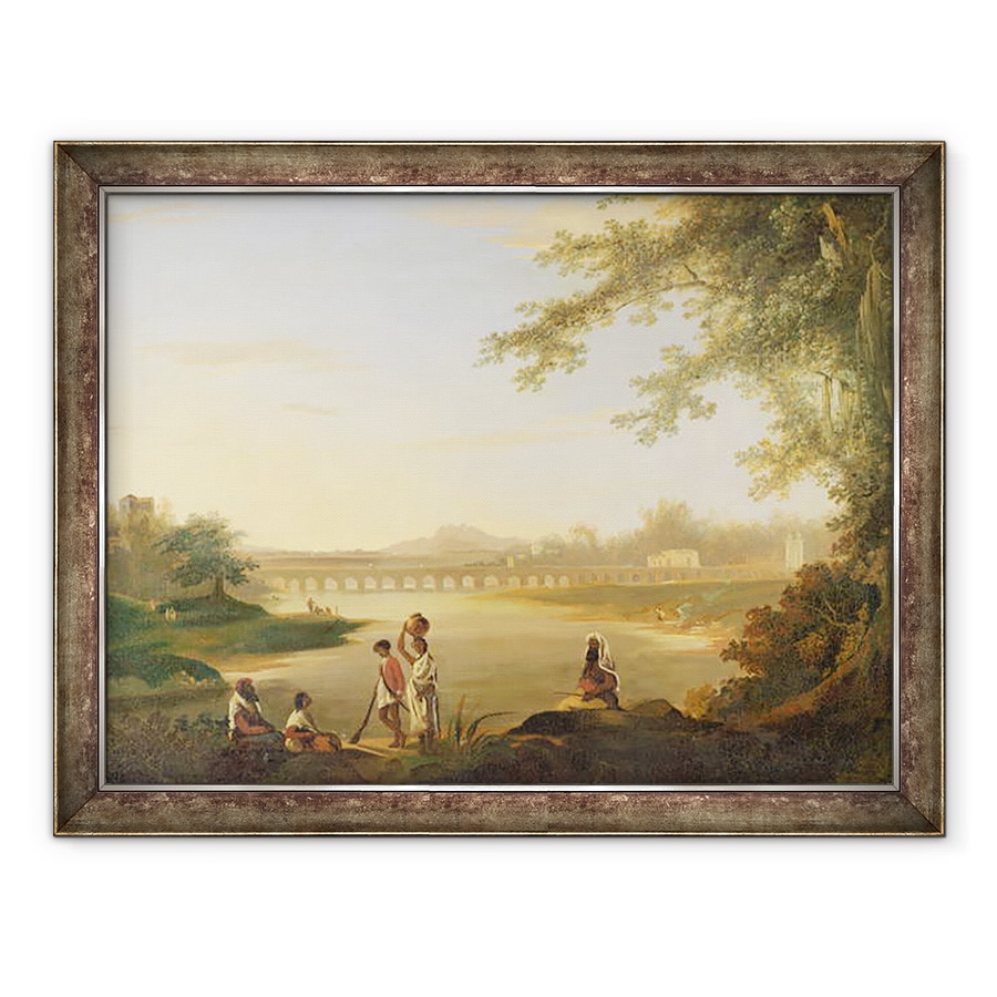 Tablou inramat - William Hodges - Podul Marmalong, cu un Sepoy si Bastinasii in prim-plan, 60 x 80 cm