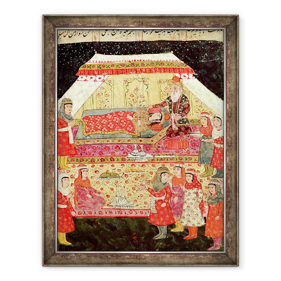 Tablou inramat - Scoala Islamica - Scena harem, ilustrare din Shahnama Cartea Regilor, 70 x 90 cm
