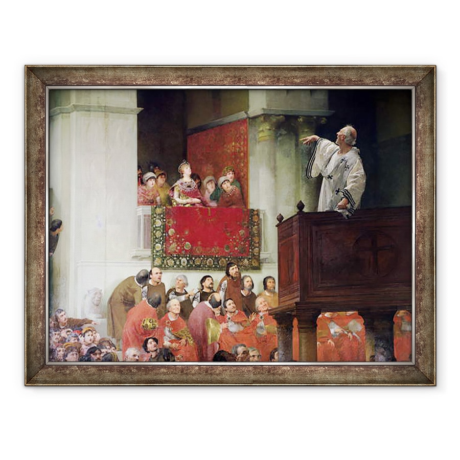 Tablou inramat - Joseph Wencker - Sfantul Ioan Chrystomos c.347-407 Predica inaintea imparatesei Eudoxia c.404 c.1880, 60 x 80 cm