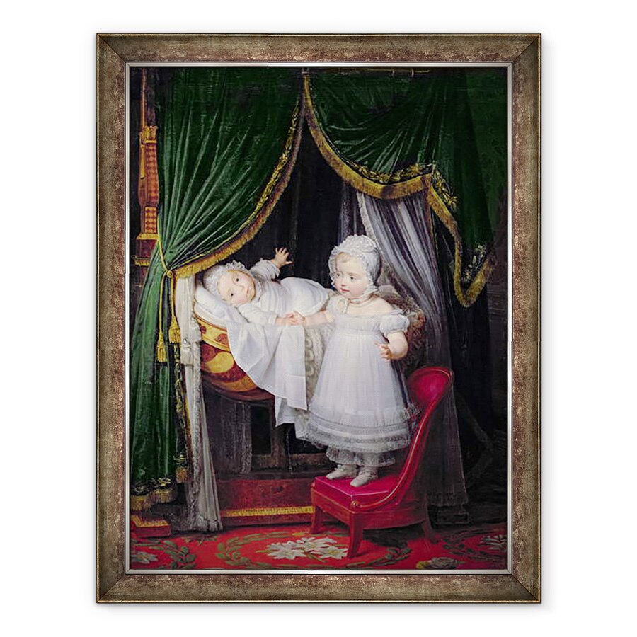 Tablou inramat - Louis Hersent - Henri-Charles-Ferdinand de Artois 1820-83 Duce de Bordeaux si sora sa Louise-Marie-Therese de Artois 1819-64 la Tuileries, 60 x 80 cm