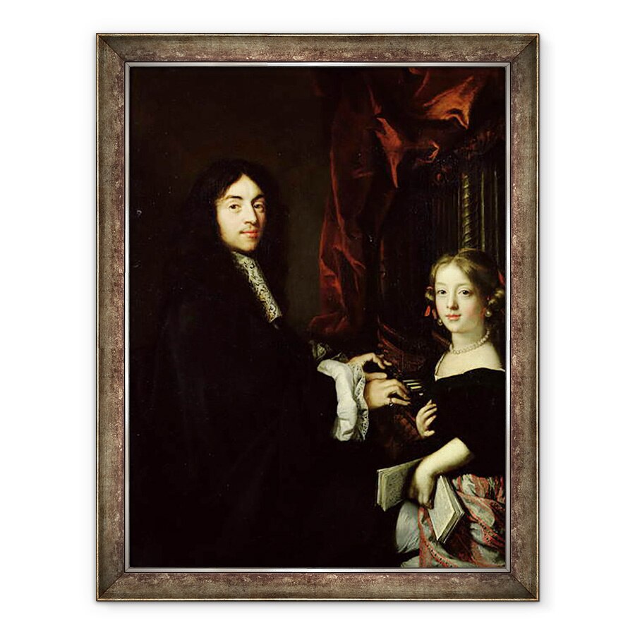 Tablou inramat - Claude Lefebvre - Portretul lui Charles Couperin 1638-79 si Fiica Artistului, 70 x 90 cm