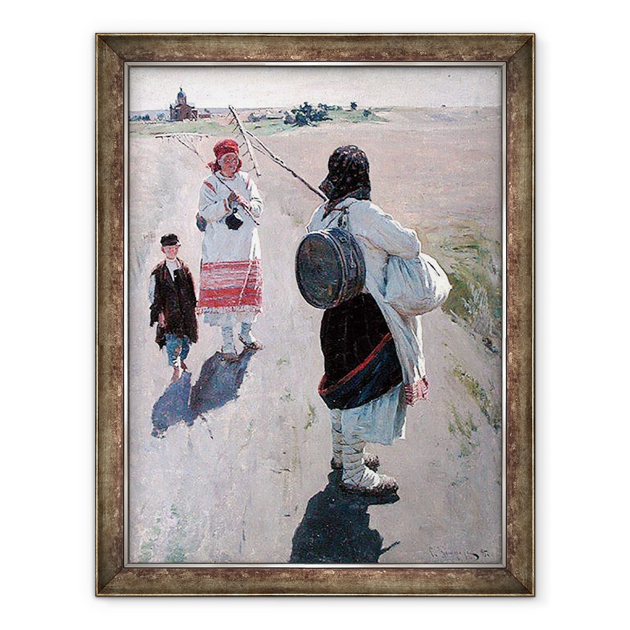 Tablou inramat - Sergei Arsenevich Vinogradov - Pe drumul spre munca, 60 x 80 cm