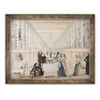 Tablou inramat - Abraham Bosse - Infirmeria surorilor de caritate in timpul unei vizite a Annei de Austria 1601-66 c.1640 guasa pe hartie, 60 x 80 cm Tablou inramat - Abraham Bosse - Infirmeria surorilor de caritate in timpul unei vizite a Annei de Austria 1601-66 c.1640 guasa pe hartie, 60 x 80 cm