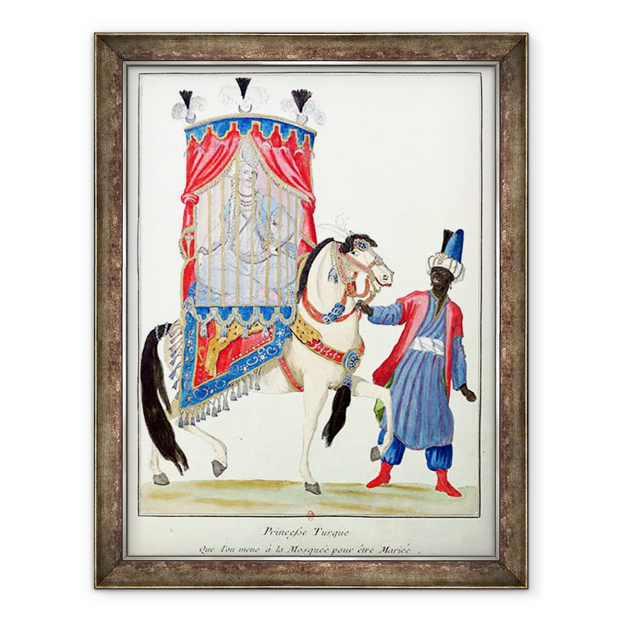 Tablou inramat - Scoala franceza - Printesa turca in drum spre moschee pentru casatoria ei, 60 x 80 cm