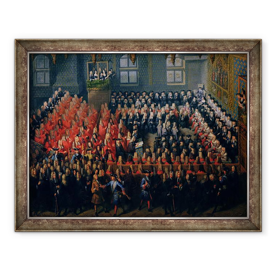 Tablou inramat - Louis Michel Dumesnil - Pat de Justitie a avut loc la Parlamentul de Paris, 60 x 80 cm