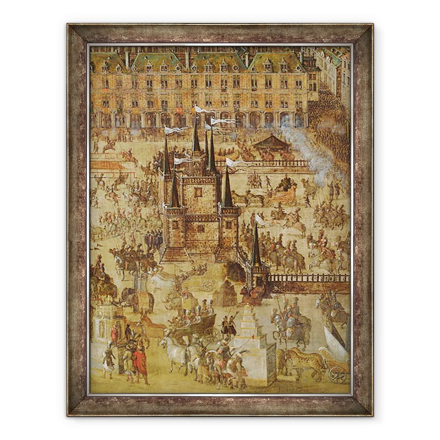 Tablou inramat - Scoala franceza - Place Royale si Carusel in 1612, 60 x 80 cm