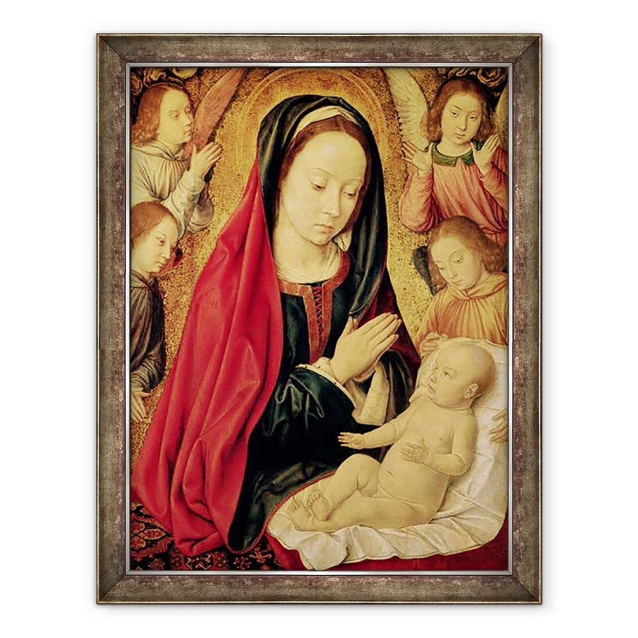 Tablou inramat - Master of Moulins - Fecioara si Pruncul adorat de ingeri, 60 x 80 cm